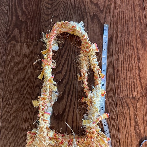 UNIQUE HANDMADE boho chunky Rag Knitted yellow shoulder bag genuine shells - Picture 15 of 17